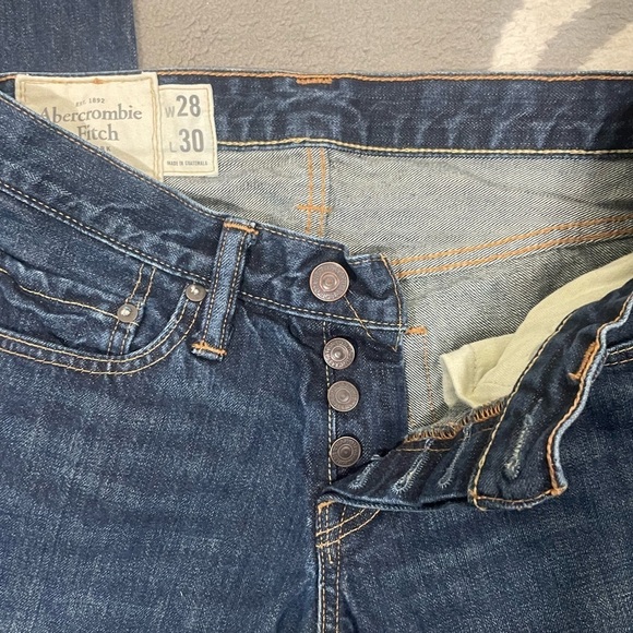 Abercrombie & Fitch Straight Dark Blue Jeans Men's 28x30 Button Fly - Picture 6 of 8
